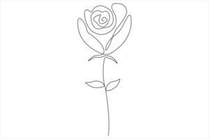 Rose flower continuous one line art drawing of outline illustration Rose day, valentine day concept vector