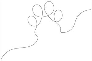 Cat paw in continuous one line art drawing of pet animal foot print concept outline vector