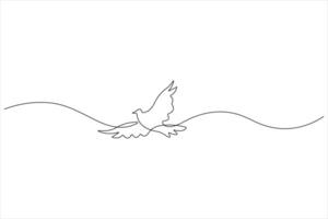 Continuous one line art drawing of cute bird simple outline illustration vector