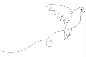 Continuous one line art drawing of cute bird simple outline illustration vector