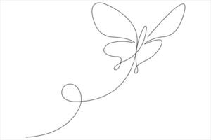 Continuous one line art drawing of butterfly design minimalism outline art illustration vector