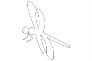 Dragonfly continuous one line art drawing of outline illustration vector