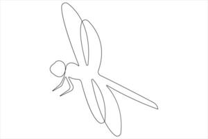 Dragonfly continuous one line art drawing of outline illustration vector