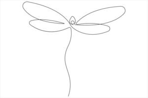 Dragonfly continuous one line art drawing of outline illustration vector