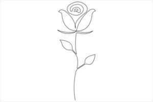 Rose flower continuous one line art drawing of outline illustration Rose day, valentine day concept vector