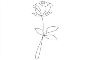 Rose flower continuous one line art drawing of outline illustration Rose day, valentine day concept vector