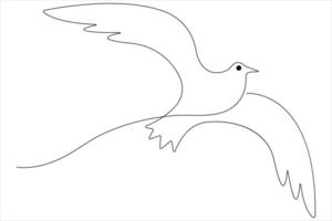 Continuous one line art drawing of cute bird simple outline illustration vector