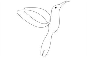 Continuous one line art drawing of cute bird simple outline illustration vector