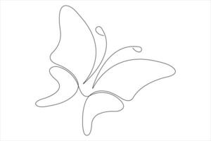 Continuous one line art drawing of butterfly design minimalism outline art illustration vector