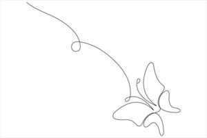 Continuous one line art drawing of butterfly design minimalism outline art illustration vector