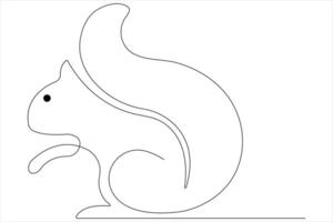 One Continuous line art drawing of squirrel illustration vector