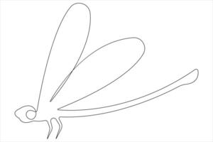 libélula continuo uno línea Arte dibujo de contorno ilustración vector