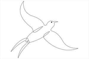 Continuous one line art drawing of cute bird simple outline illustration vector