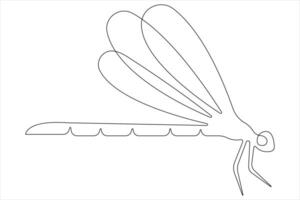 Dragonfly continuous one line art drawing of outline illustration vector