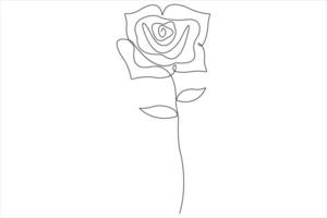 Rose flower continuous one line art drawing of outline illustration Rose day, valentine day concept vector