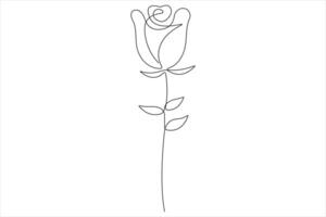 Rose flower continuous one line art drawing of outline illustration Rose day, valentine day concept vector