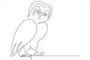 Continuous one line art drawing of cute bird simple outline illustration vector