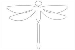 Dragonfly continuous one line art drawing of outline illustration vector