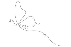 Continuous one line art drawing of butterfly design minimalism outline art illustration vector