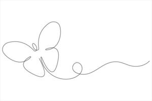 Continuous one line art drawing of butterfly design minimalism outline art illustration vector