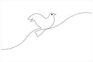 Continuous one line art drawing of cute bird simple outline illustration vector