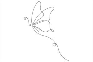 Continuous one line art drawing of butterfly design minimalism outline art illustration vector