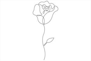 Rose flower continuous one line art drawing of outline illustration Rose day, valentine day concept vector