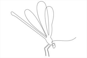 Dragonfly continuous one line art drawing of outline illustration vector