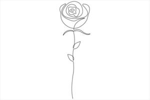 Rose flower continuous one line art drawing of outline illustration Rose day, valentine day concept vector