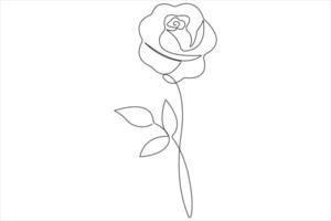 Rose flower continuous one line art drawing of outline illustration Rose day, valentine day concept vector