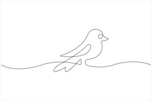 Continuous one line art drawing of cute bird simple outline illustration vector