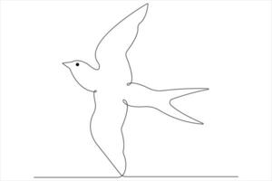 Continuous one line art drawing of cute bird simple outline illustration vector