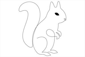 One Continuous line art drawing of squirrel illustration vector