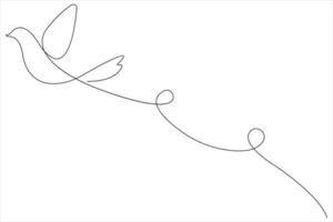 Continuous one line art drawing of cute bird simple outline illustration vector