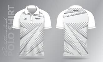 Sublimation white polo shirt mockup template design for badminton jersey, tennis, soccer, football or sport uniform vector