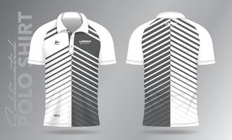 Sublimation white polo shirt mockup template design for badminton jersey, tennis, soccer, football or sport uniform vector