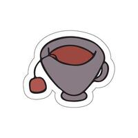 A sticker with a picture of a coffee cup on a white background. vector