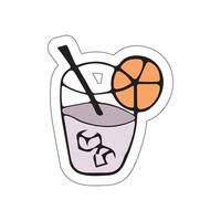 A sticker with a cocktail image on a white background. vector