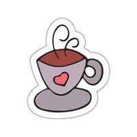 A sticker with a picture of a coffee cup on a white background. vector