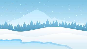 Landscape illustration of frozen lake in the winter season vector