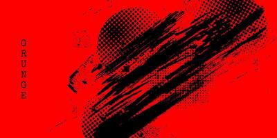 Black and Red Grunge Brush Background with Halftone Effect. Retro Grunge Background vector