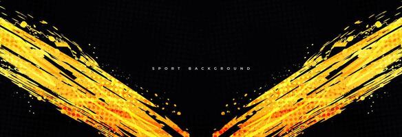 Abstract Sports Background with Orange Brushstrokes and Halftone Effect. Dynamic Grunge Background Design vector