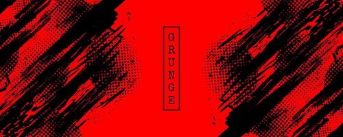 Black and Red Grunge Brush Background with Halftone Effect. Retro Grunge Background vector