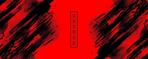 Black and Red Grunge Brush Background with Halftone Effect. Retro Grunge Background vector