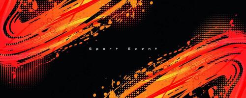 Abstract Sports Background with Orange and Red Gradient Brushstrokes and Halftone Effect. Dynamic Grunge Background. Scratch and Texture Elements For Design vector