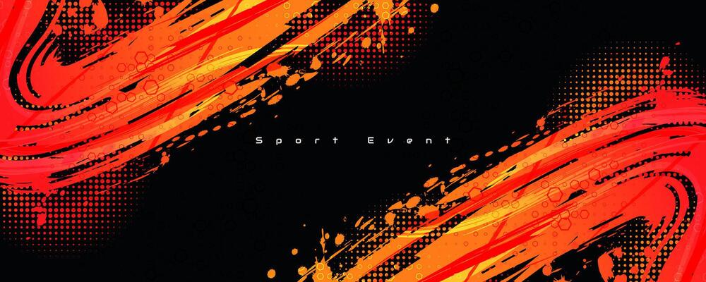 Abstract Sports Background with Orange and Red Gradient Brushstrokes and Halftone Effect. Dynamic Grunge Background. Scratch and Texture Elements For Design
