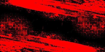 Black and Red Grunge Brush Background with Halftone Effect. Retro Grunge Background vector