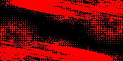 Black and Red Grunge Brush Background with Halftone Effect. Retro Grunge Background vector