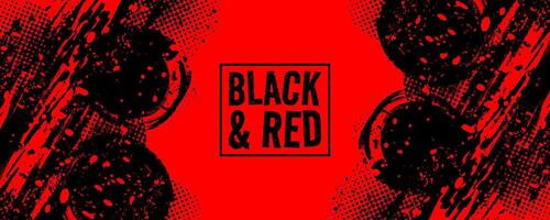 Black and Red Grunge Brush Background with Halftone Effect. Retro Grunge Background vector