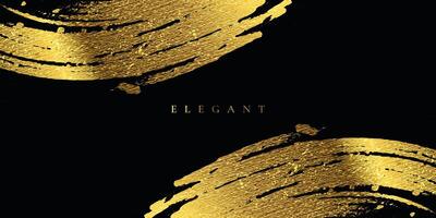 Gold Brush Stroke with Texture Effect on Black Background. Abstract Art Banner in Grunge Concept vector